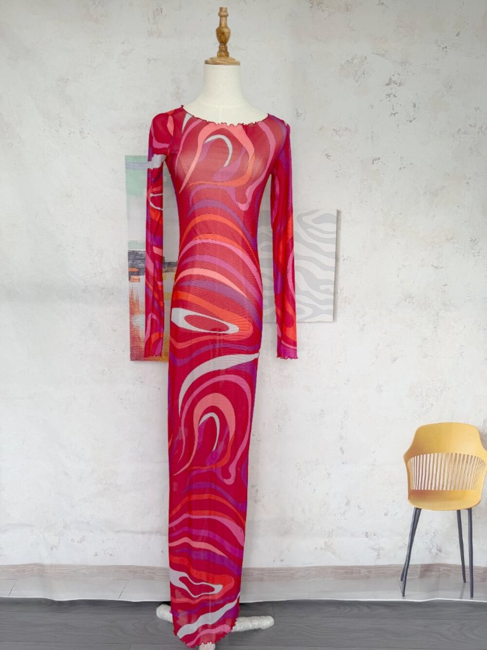 NWOT ！Pucci Marmo semi-sheer maxi dress - Picture 4 of 9